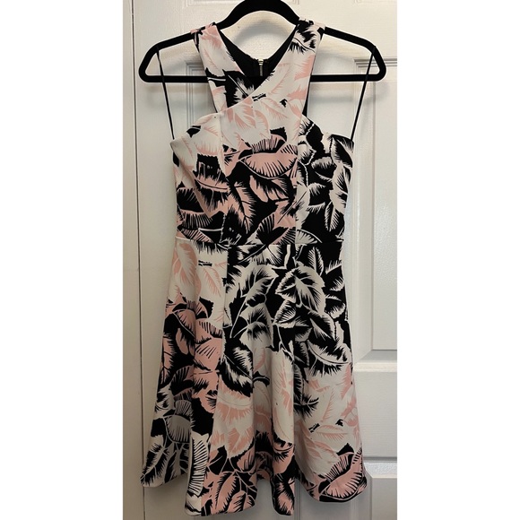 EXPRESS Printed Mini Dress, Pink/Black/White, Size 4 - Picture 5 of 8